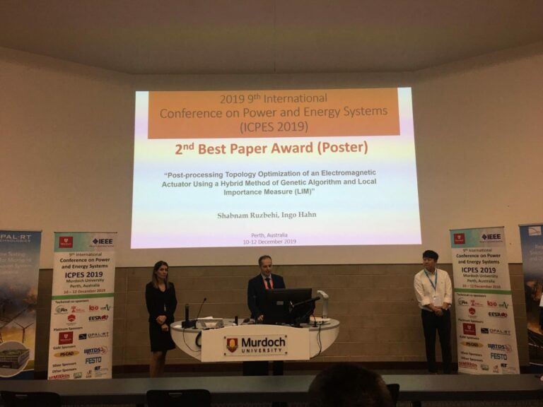 2nd Best Paper Award für Shabnam Ruzbehi und Ingo Hahn auf der ICPES 2019