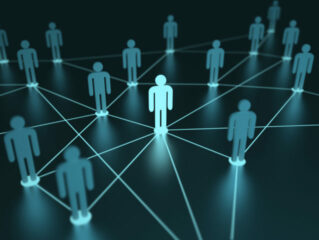 People interconnected with depth of field on the concept of team.