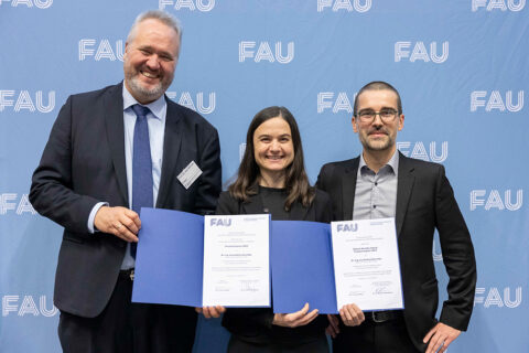 Prof. Dr. Kai Willner, Dr. Eva Dorschky, Prof. Dr. Philipp Beckerle (Bild: FAU/Giulia Iannicelli)